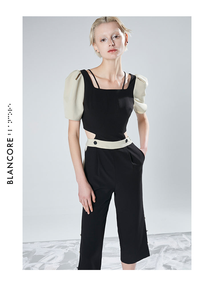 DETACHABLE COLOR BLOCK JUMPSUIT