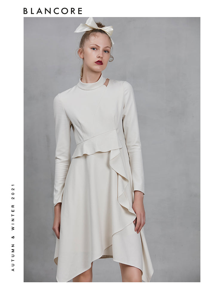 Long Sleeve Dress With Ruffle Trim