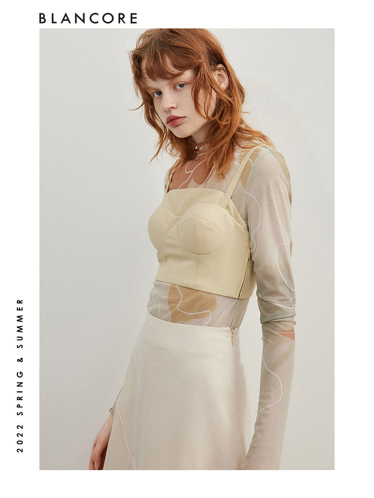 soft printed sheer top