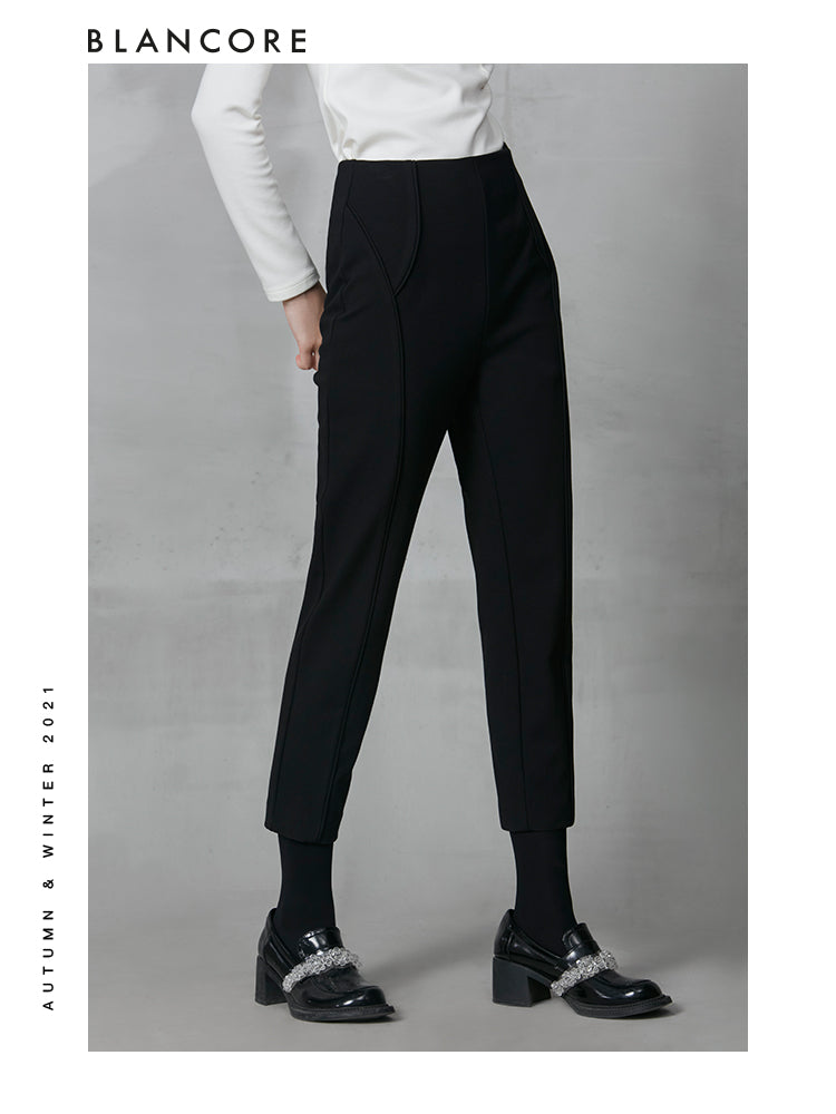 Classic Split Black Slim Straight Pants