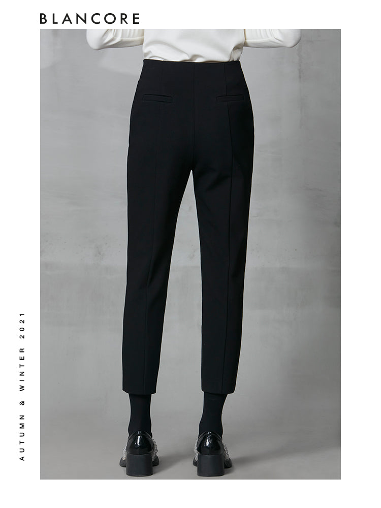 Classic Split Black Slim Straight Pants