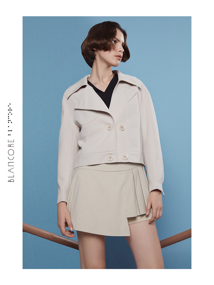 CURVED SPLIT CROPPED JACKET