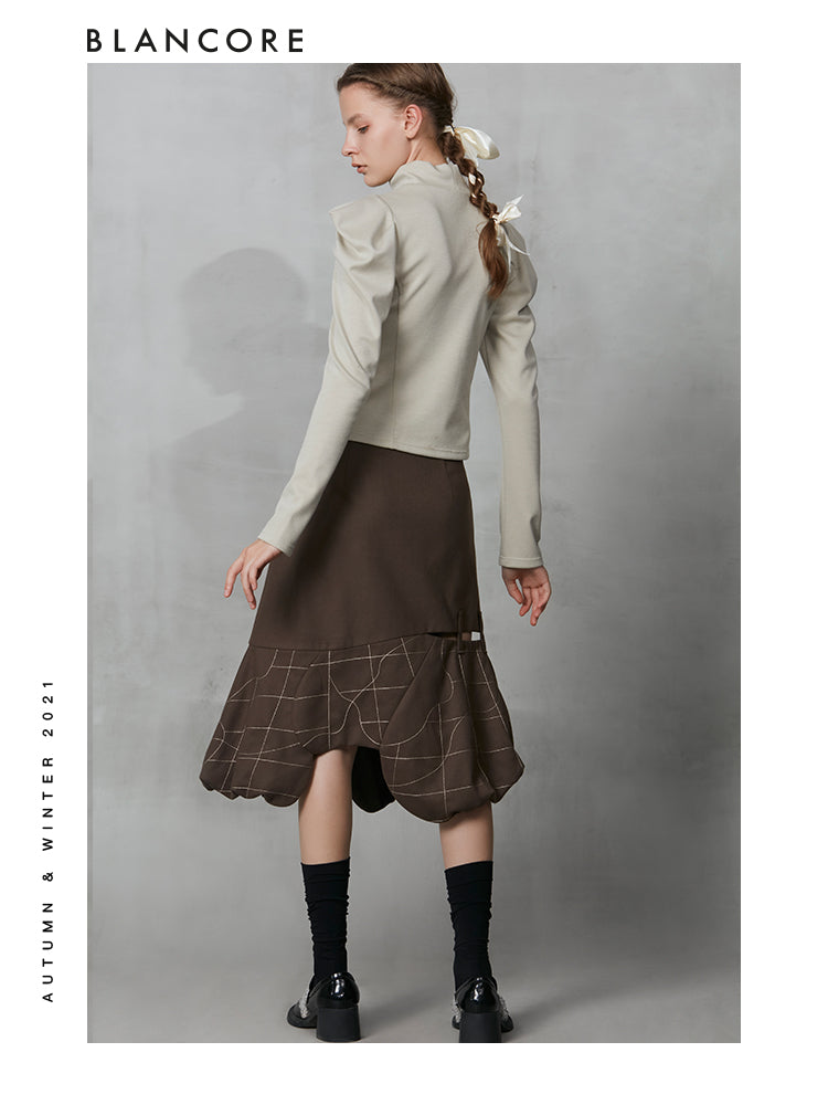 Turtleneck Knit Top With Shoulder Pad Detail
