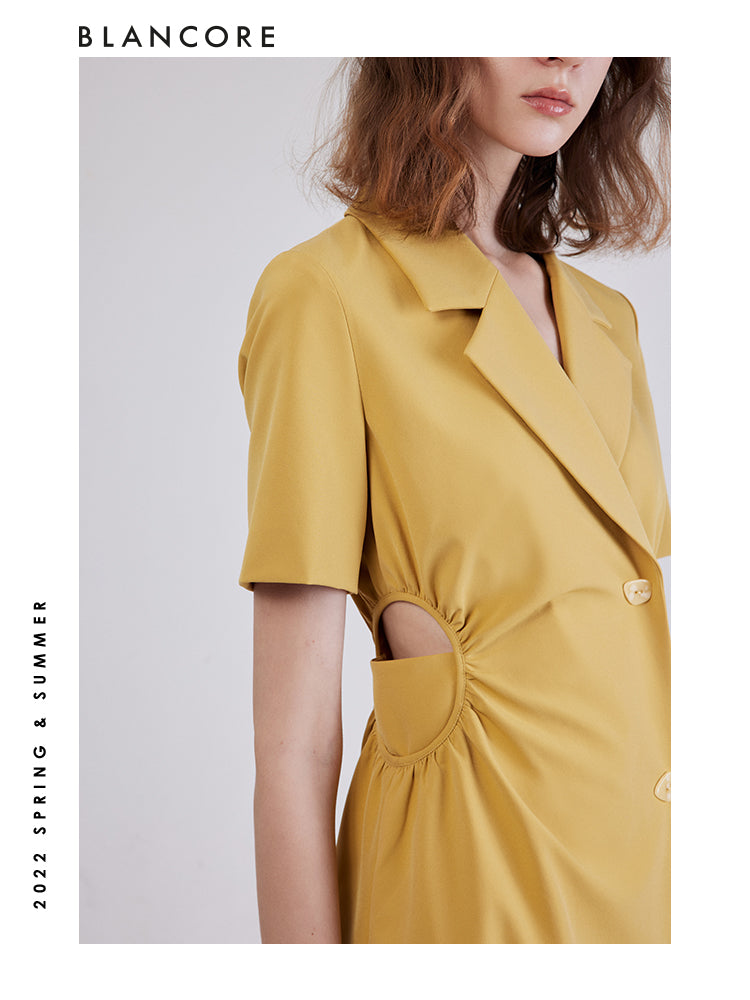 Asymmetrical Cutout Blazer Dress
