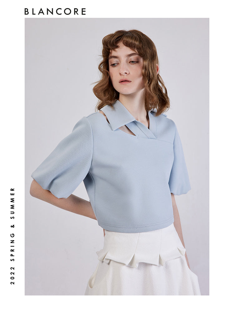 Asymmetrical Cutout Polo Shirt