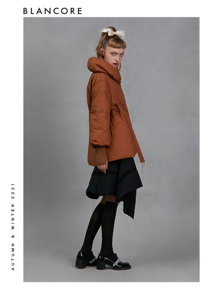 Cocoon Slim Waist Down Puffer With Bubble Collar