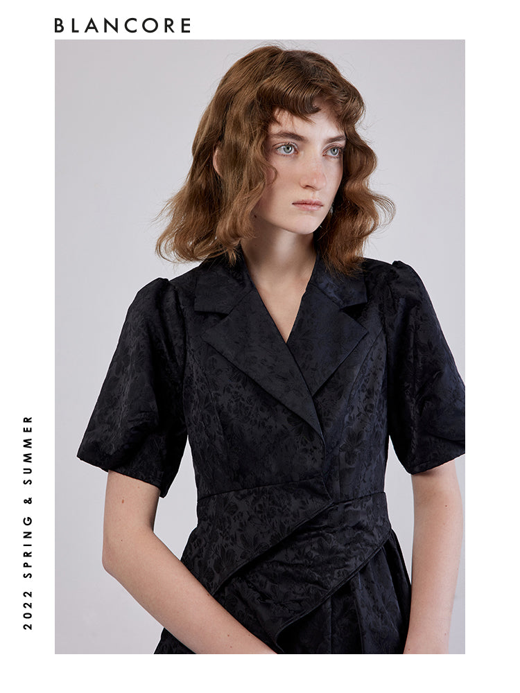 ASYMMETRICAL JACQUARD BLAZER STYLE JUMPSUIT