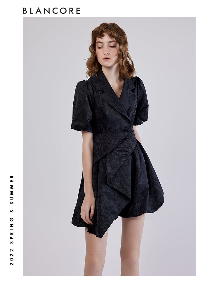 ASYMMETRICAL JACQUARD BLAZER STYLE JUMPSUIT