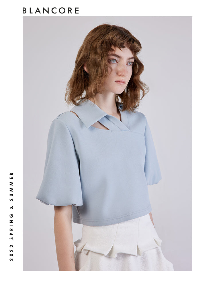 Asymmetrical Cutout Polo Shirt