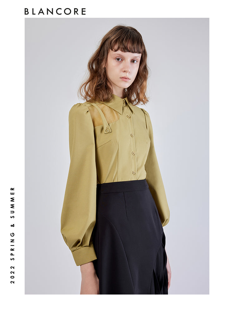 Asymmetrical Cutout Corset Shirt