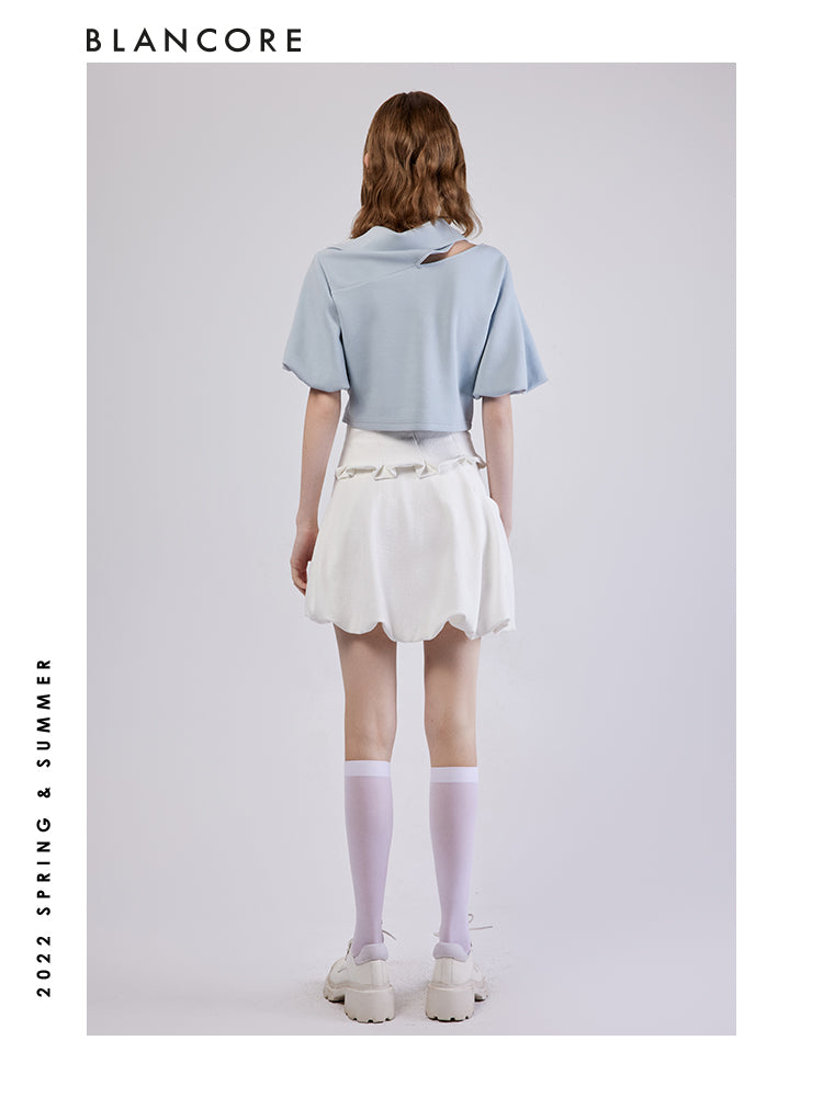 Asymmetrical Cutout Polo Shirt