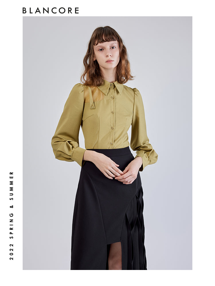 Asymmetrical Cutout Corset Shirt