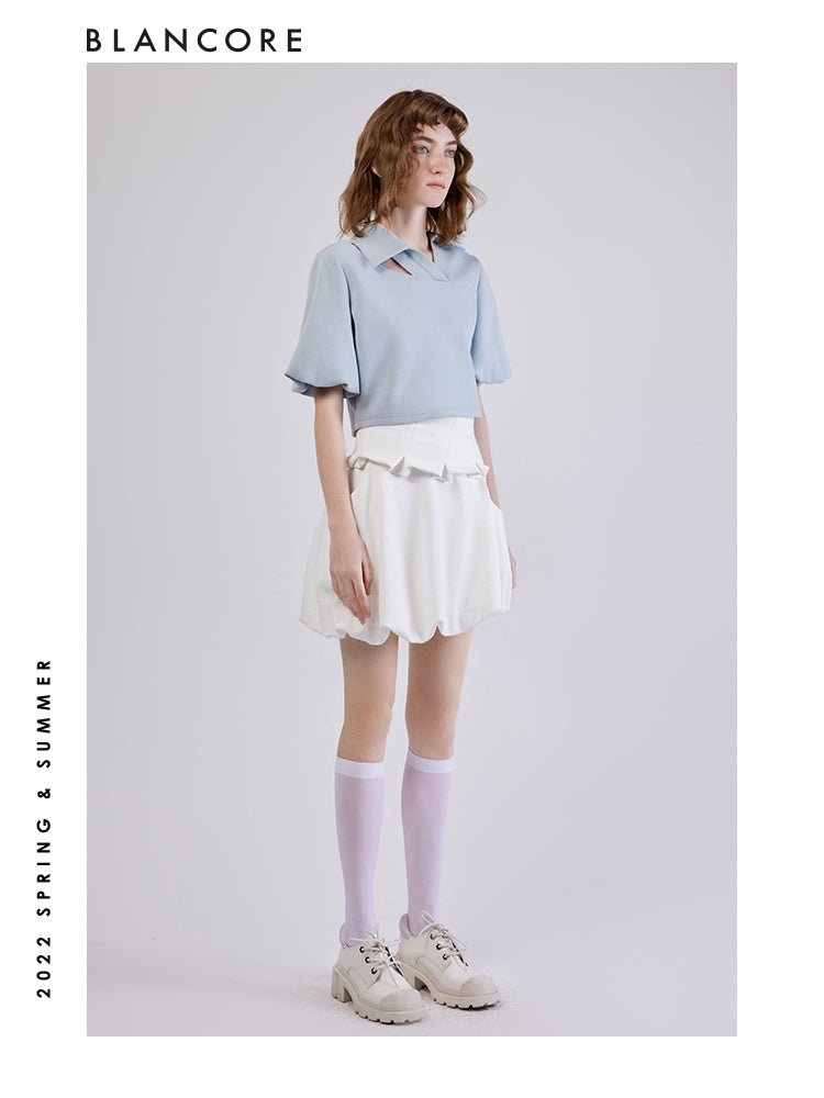 Asymmetrical Cutout Polo Shirt