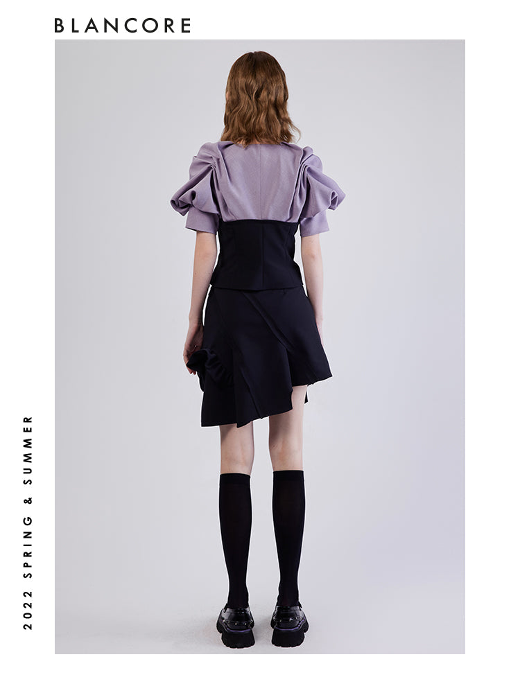 Asymmetrical Hem Midi Skirt