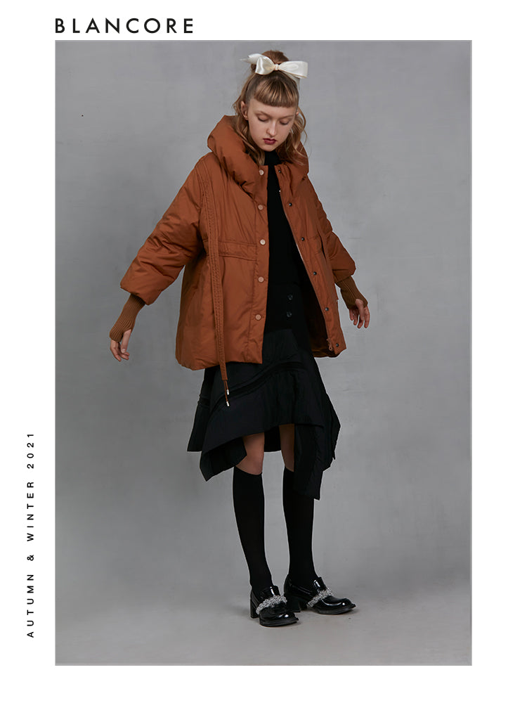 Cocoon Slim Waist Down Puffer With Bubble Collar