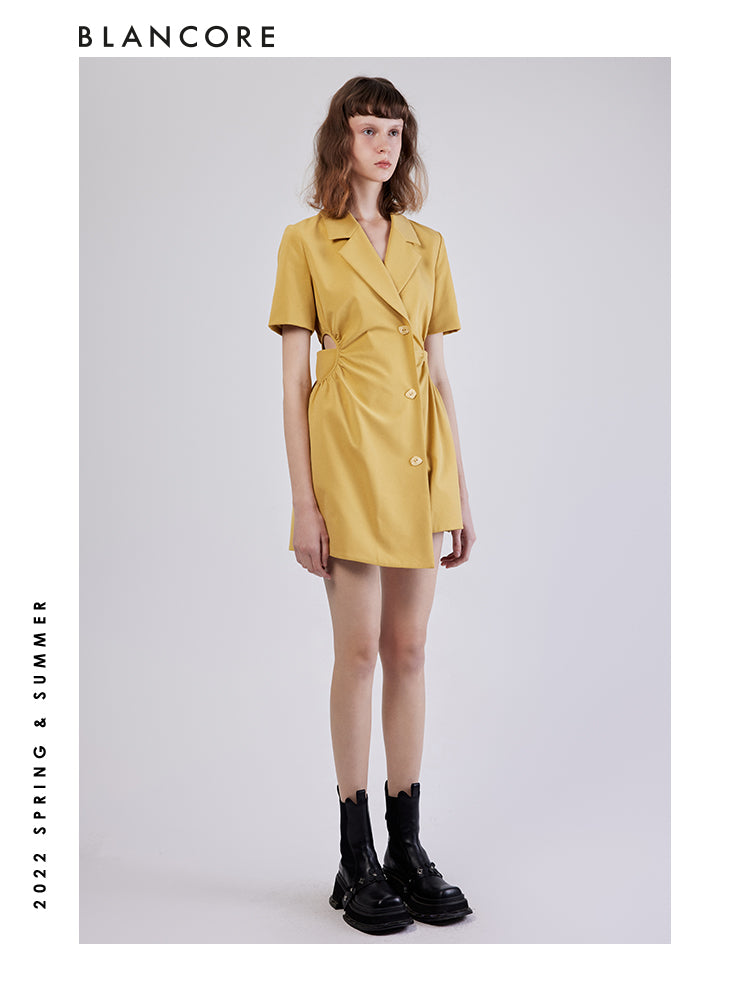 Asymmetrical Cutout Blazer Dress