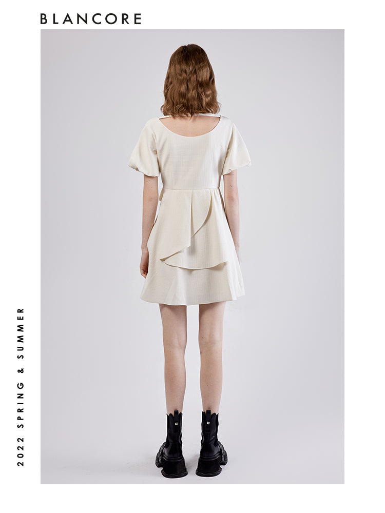 Printed Dress With Asymmetrical Bow