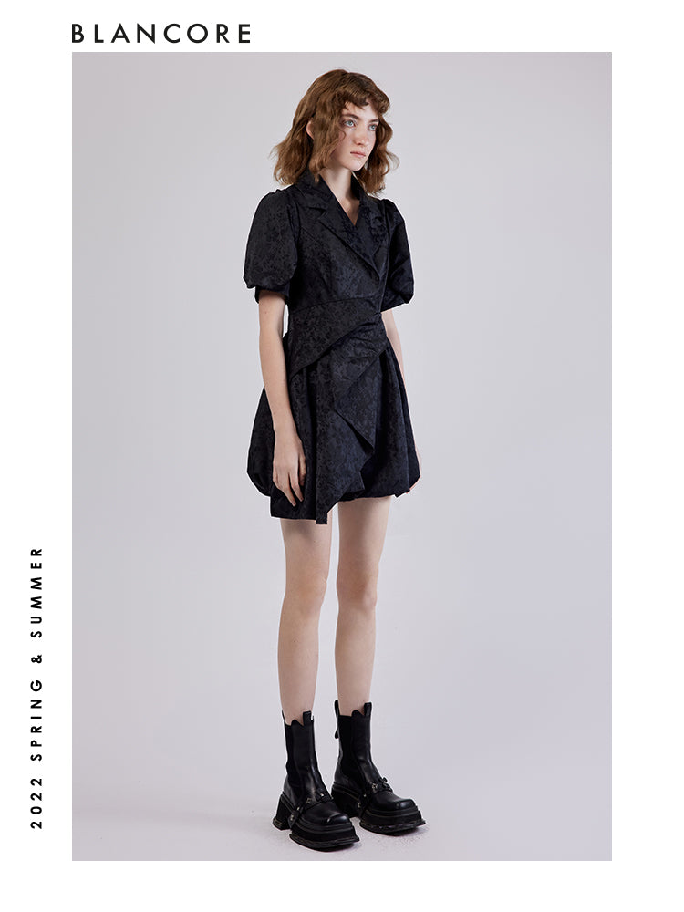 ASYMMETRICAL JACQUARD BLAZER STYLE JUMPSUIT