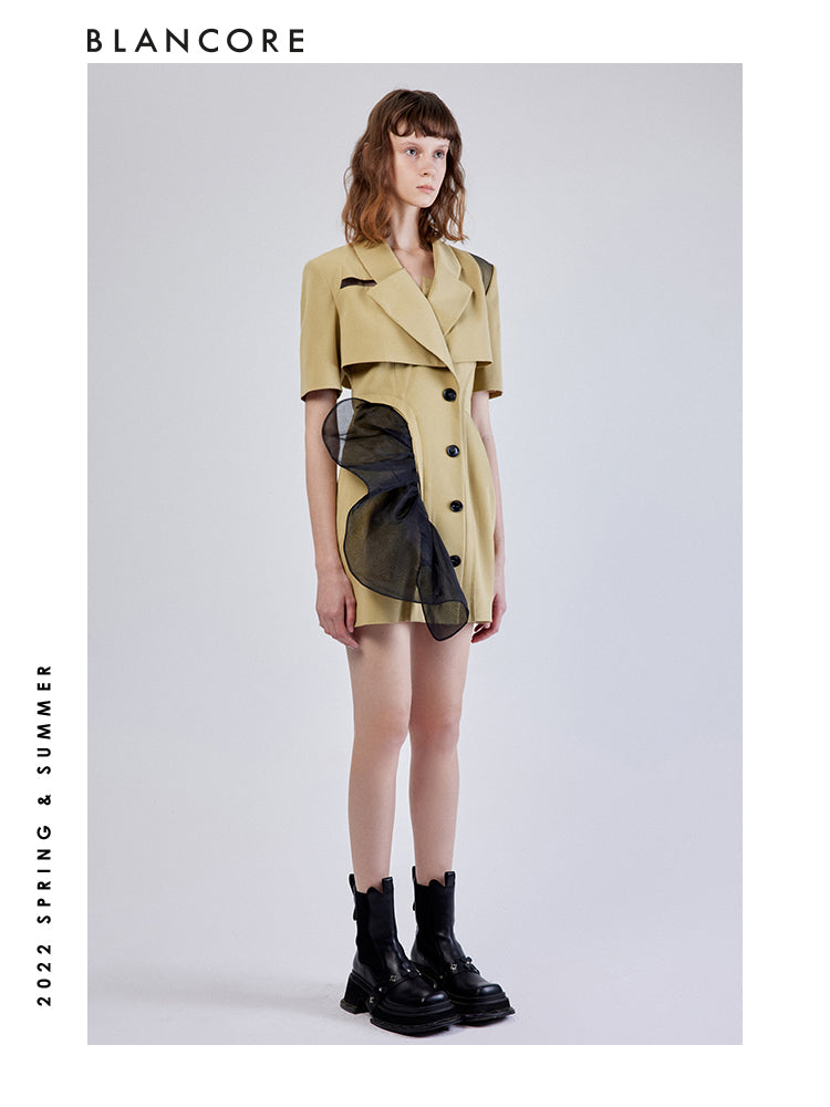 TWO-PIECE DRESS WITH DETACHABLE MESH