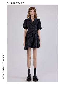 ASYMMETRICAL JACQUARD BLAZER STYLE JUMPSUIT