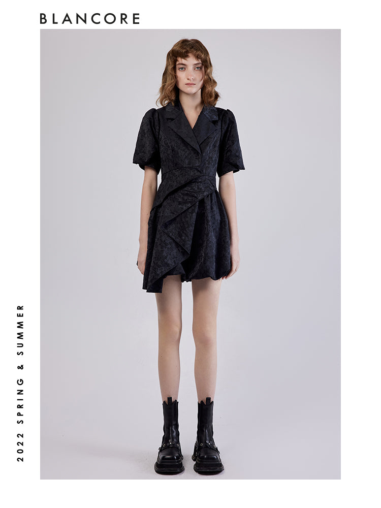 ASYMMETRICAL JACQUARD BLAZER STYLE JUMPSUIT
