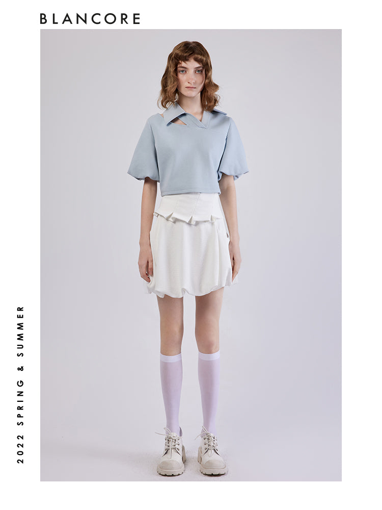 Asymmetrical Cutout Polo Shirt