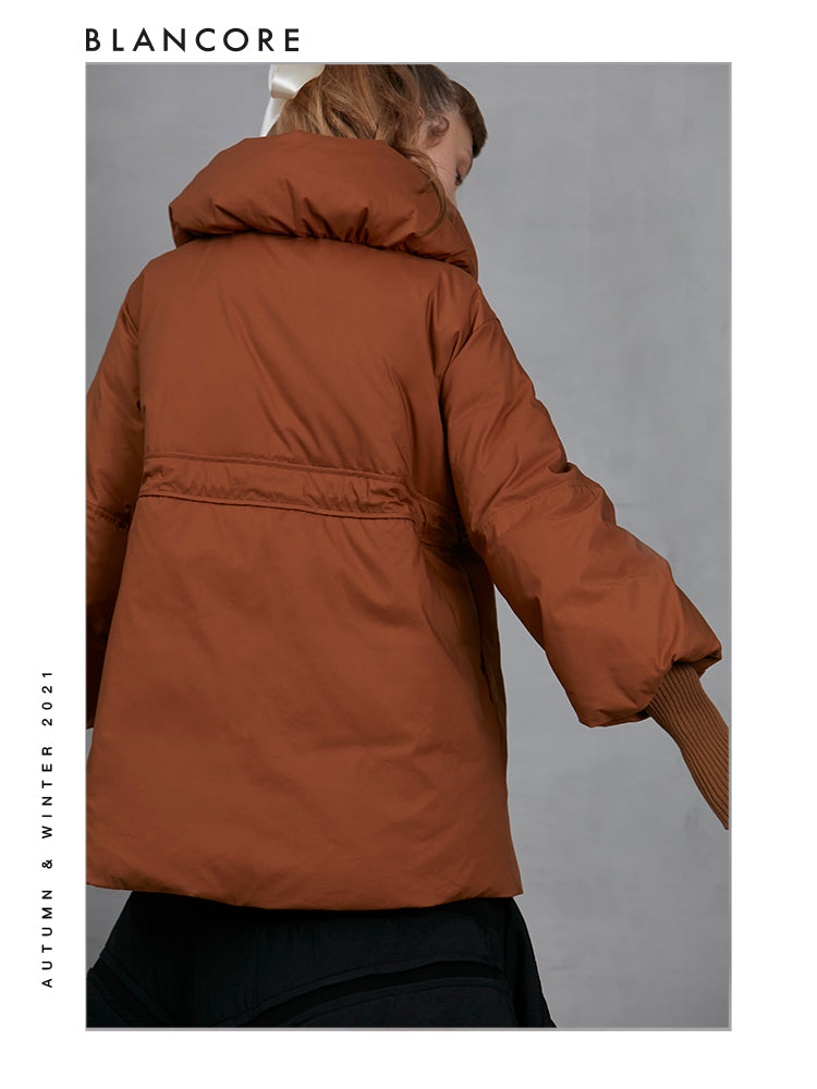Cocoon Slim Waist Down Puffer With Bubble Collar
