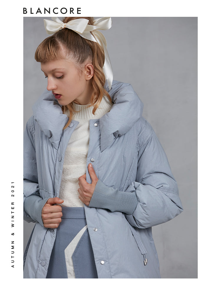 Cocoon Puffer Jacket With Bubble Collar