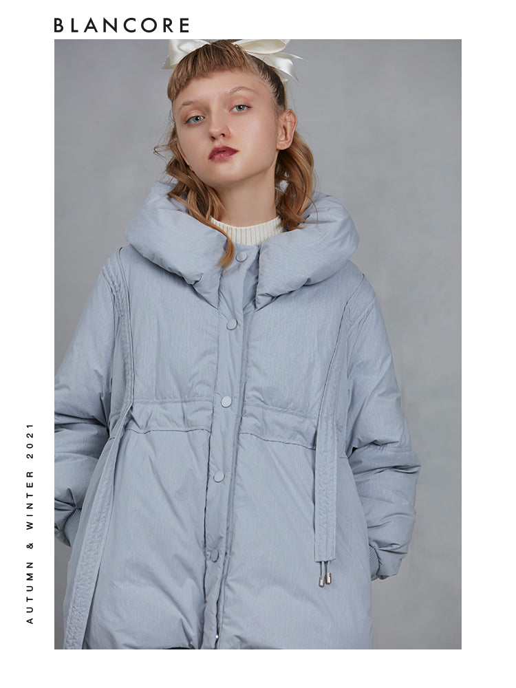 Cocoon Puffer Jacket With Bubble Collar