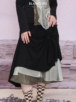 ruched mesh Layered Cocoon Skirt