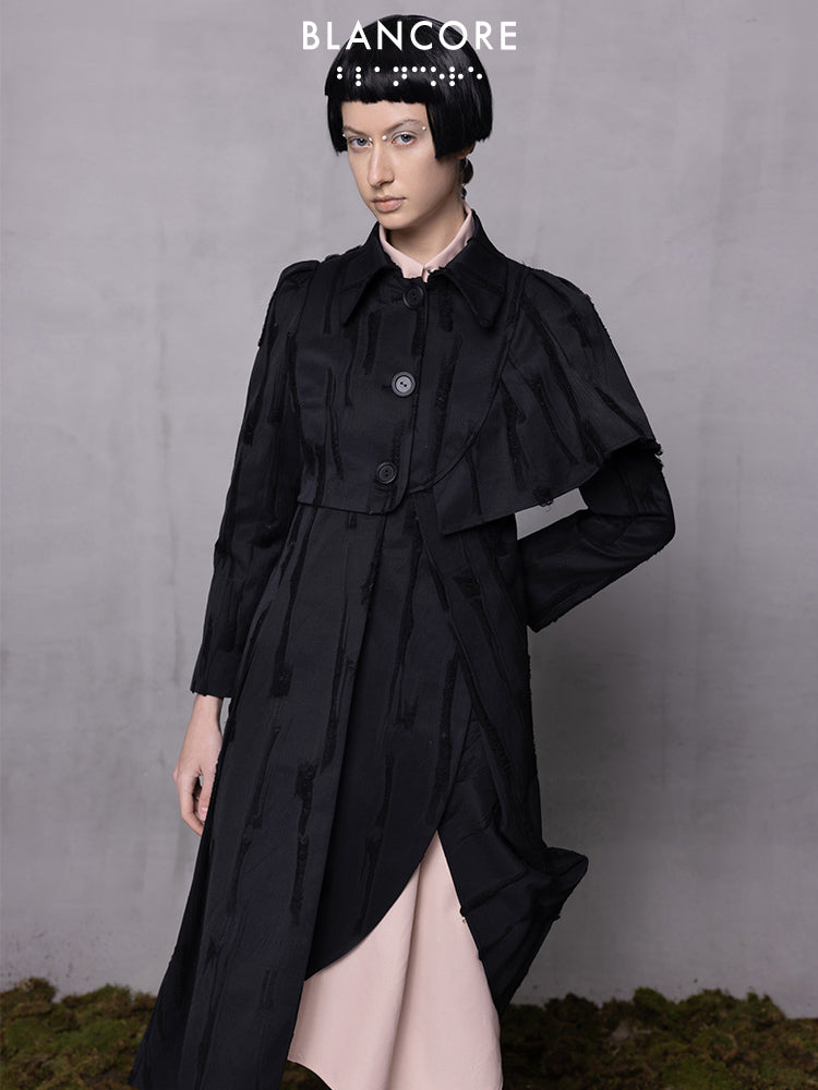 Asymmetrical Cape Trench Coat