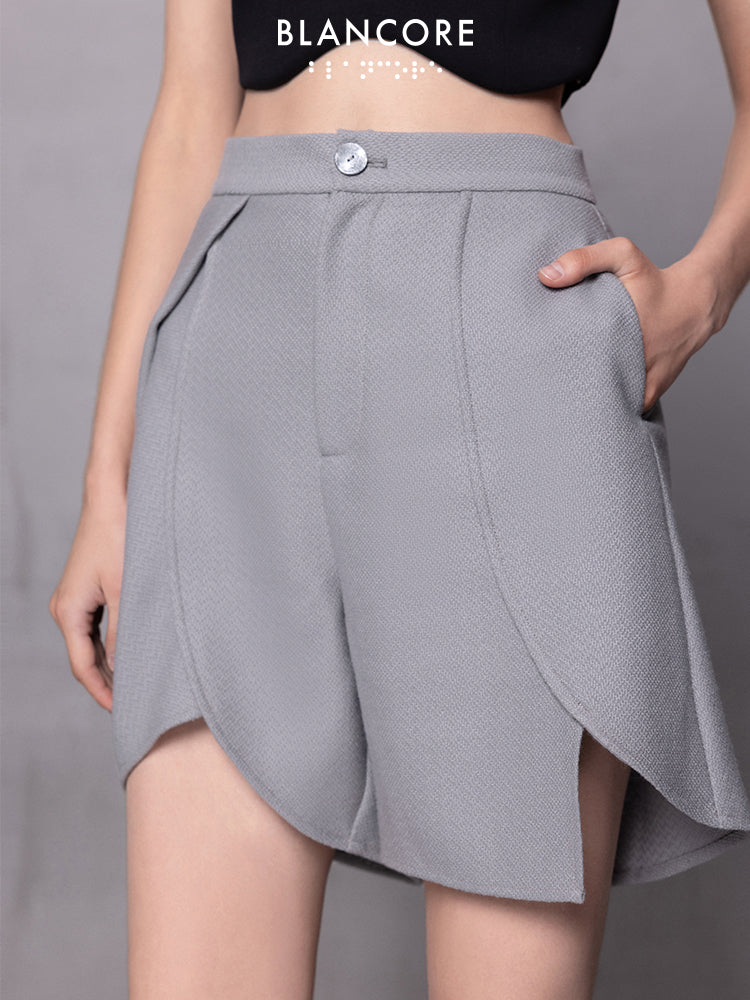 Asymmetric Knit Shorts