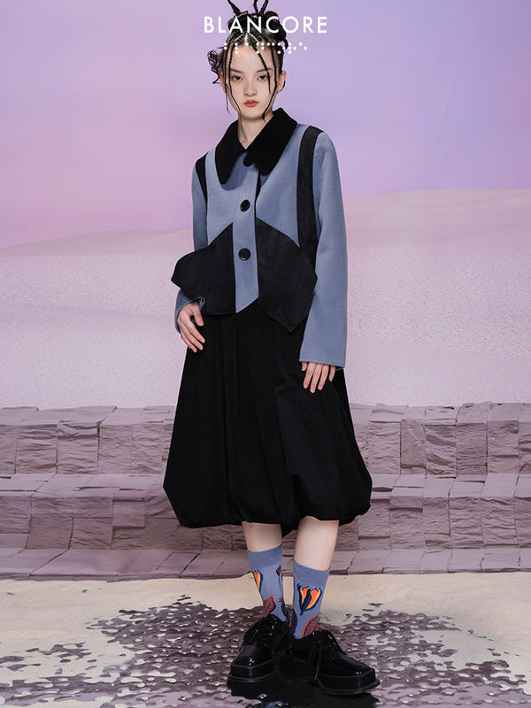 Paneled Deconstructed Wool Coat