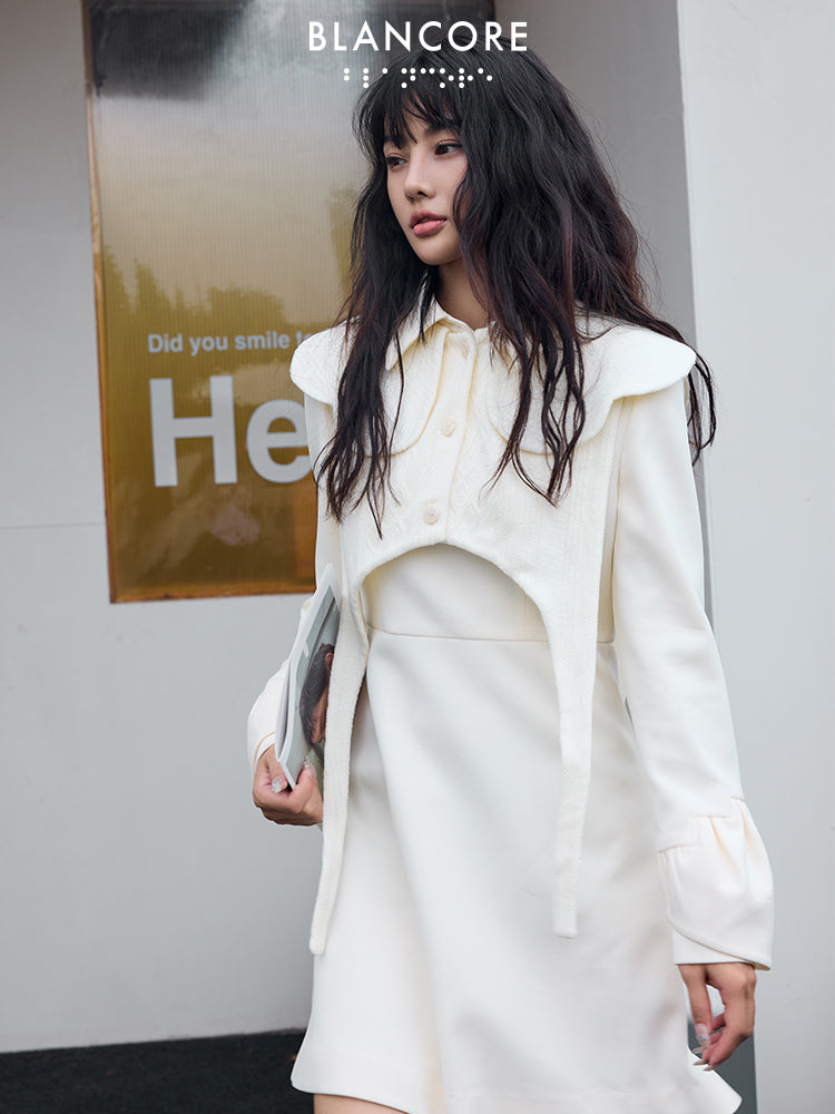Jacquard Dress With Detachable Collar