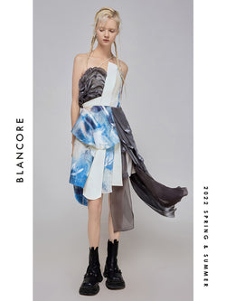 Deconstructed Open-back Mesh Panelled Dress