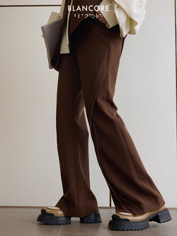 Flared Trousers With Geometric Folds