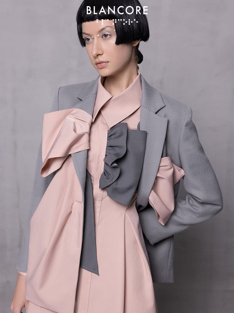 Bow Paneled Oversized Blazer