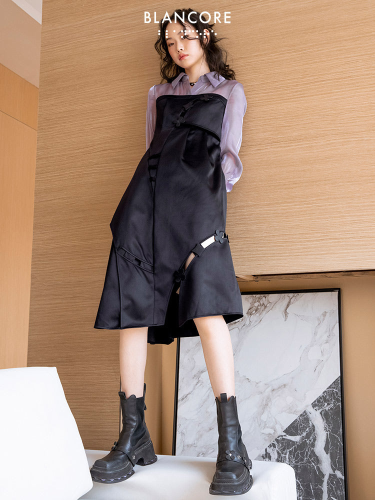 Mesh Paneled Color Block Dress