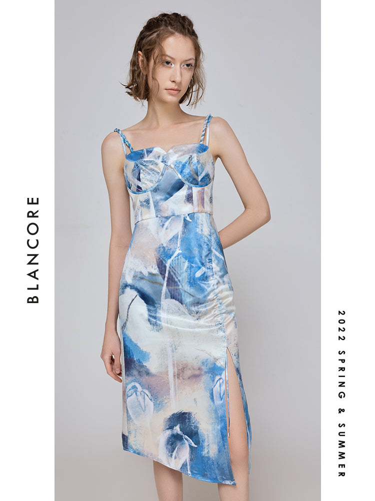 Floral Print Split Cami Dress