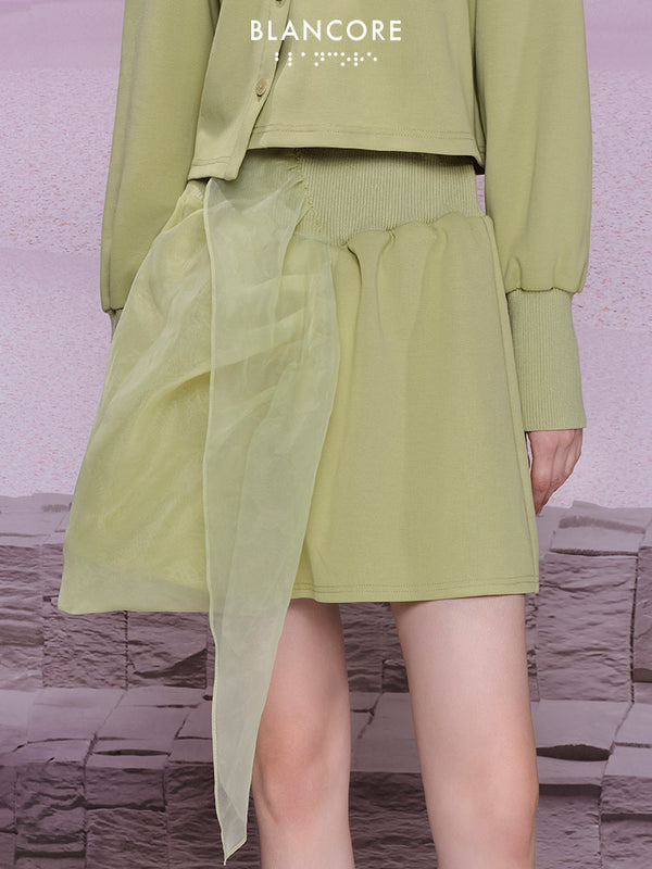 Asymmetrical Ruffled Pleated Skirt