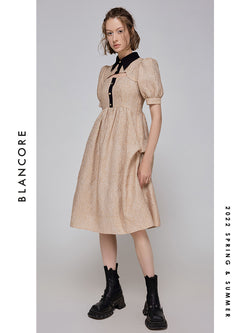 Cut Out Jacquard Pocket-style Dress