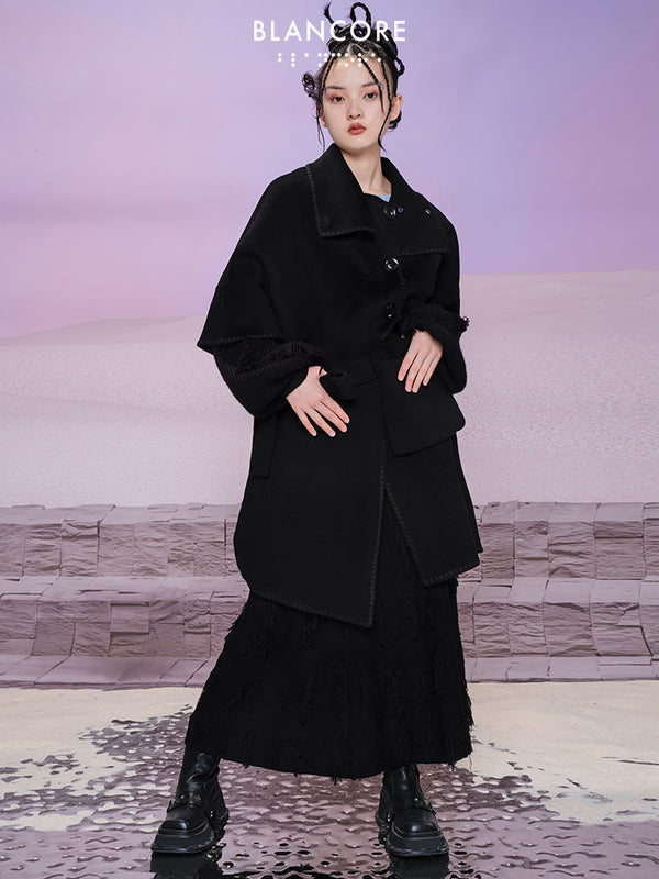 Oversize Cape Coat With Detachable Fanny Pack