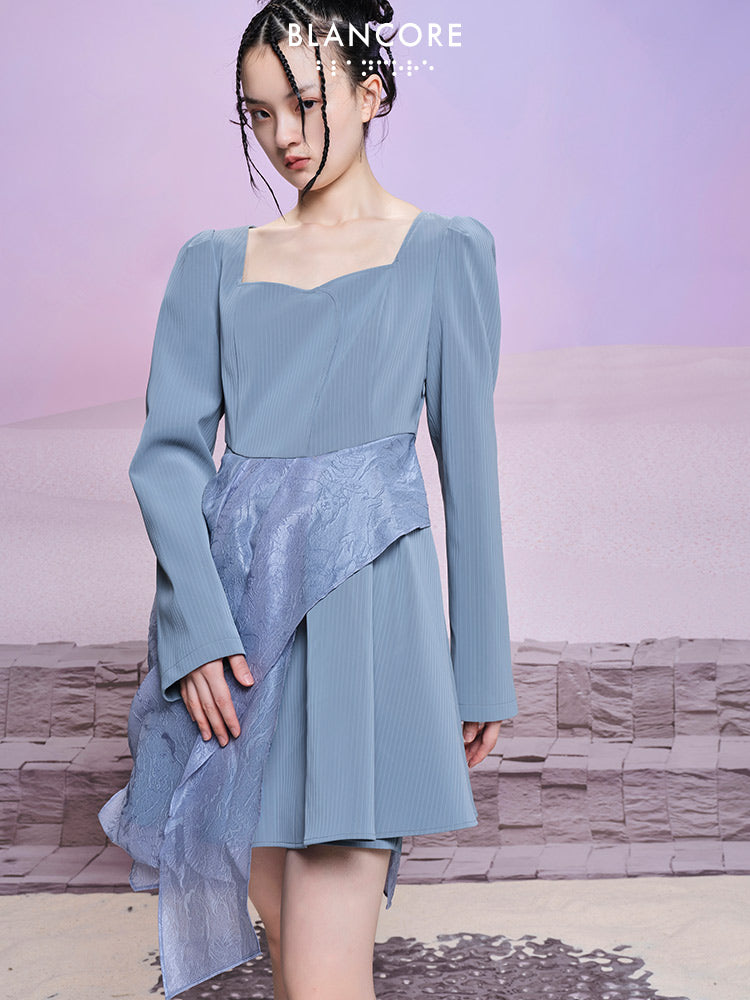 Mesh Paneled Leather Dress