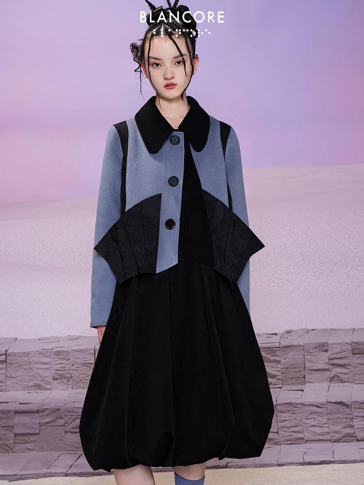 Paneled Deconstructed Wool Coat