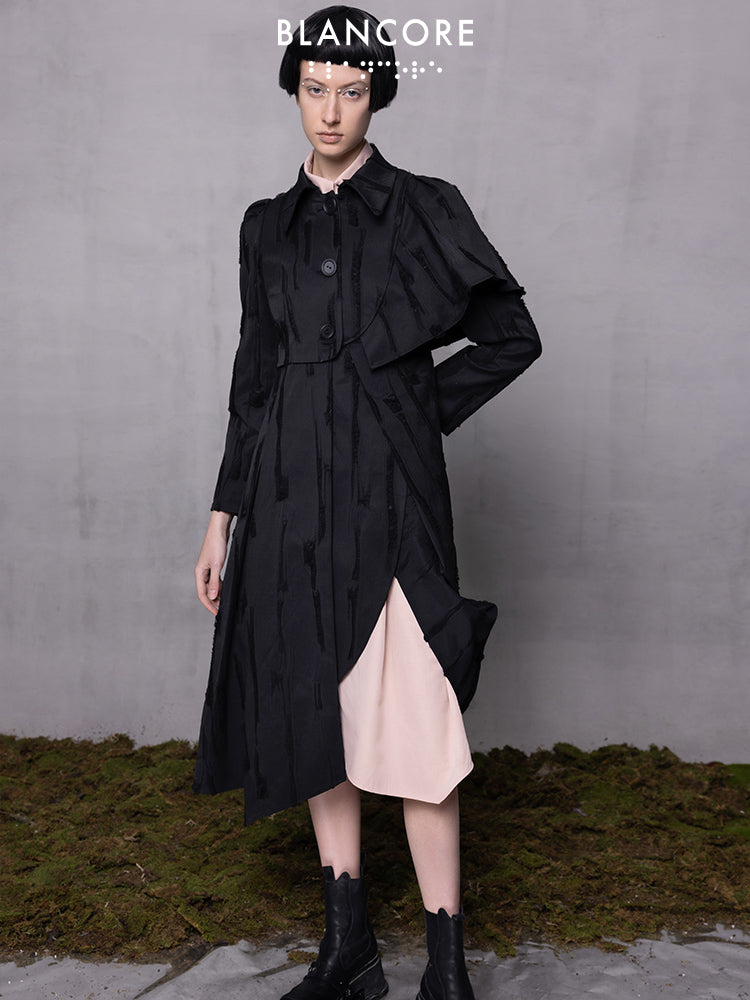 Asymmetrical Cape Trench Coat