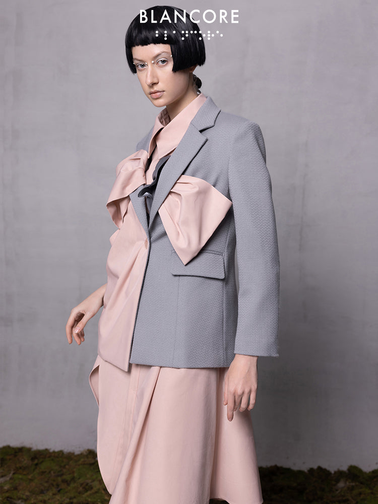 Bow Paneled Oversized Blazer