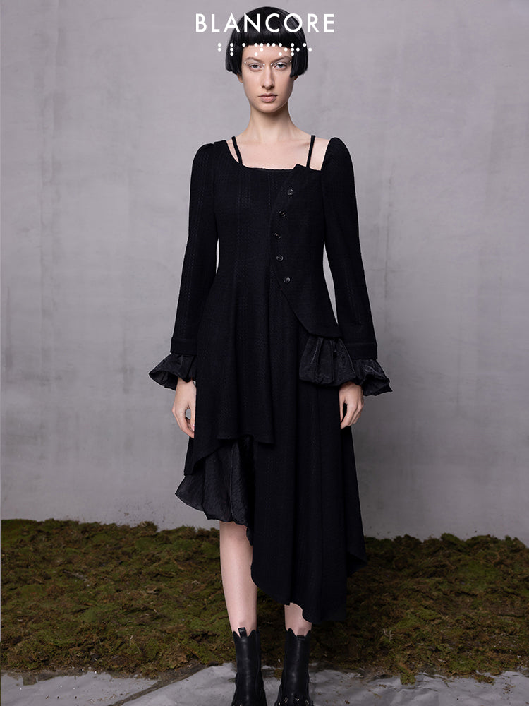 Asymmetrical Knitted  Patchwork Dress