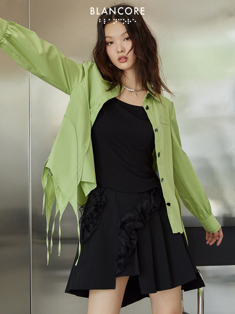 Irregular Fringe Hem Shirt
