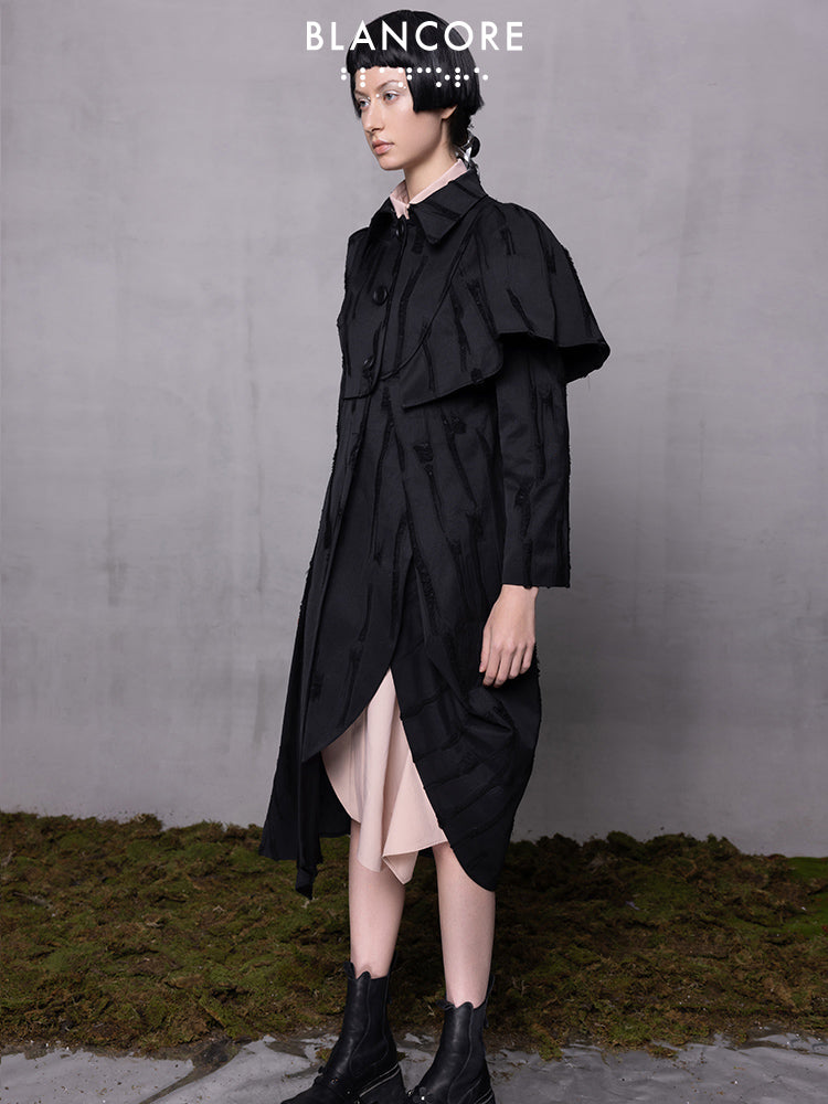 Asymmetrical Cape Trench Coat