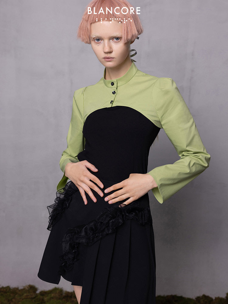Color Block top With Detachable Sleeve